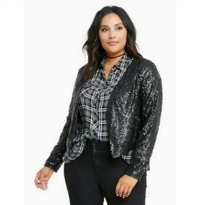 TORRID Drape Front Sequin Blazer/Cardigan Jacket
